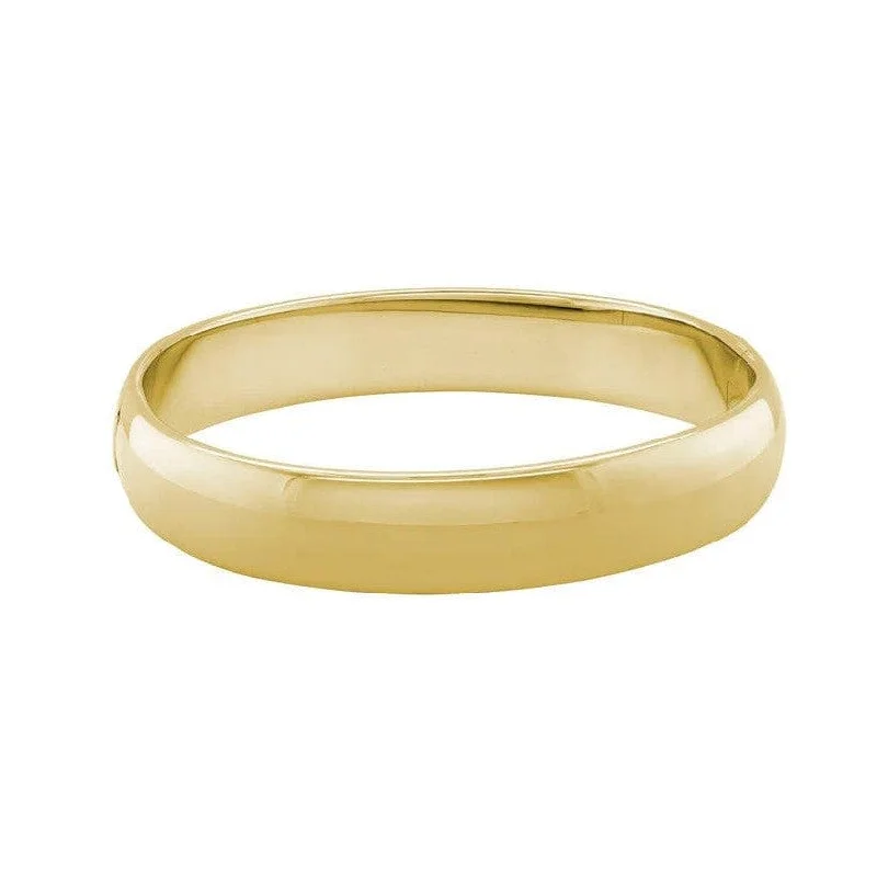 14K Yellow Gold Thick Round Hinged Bangle