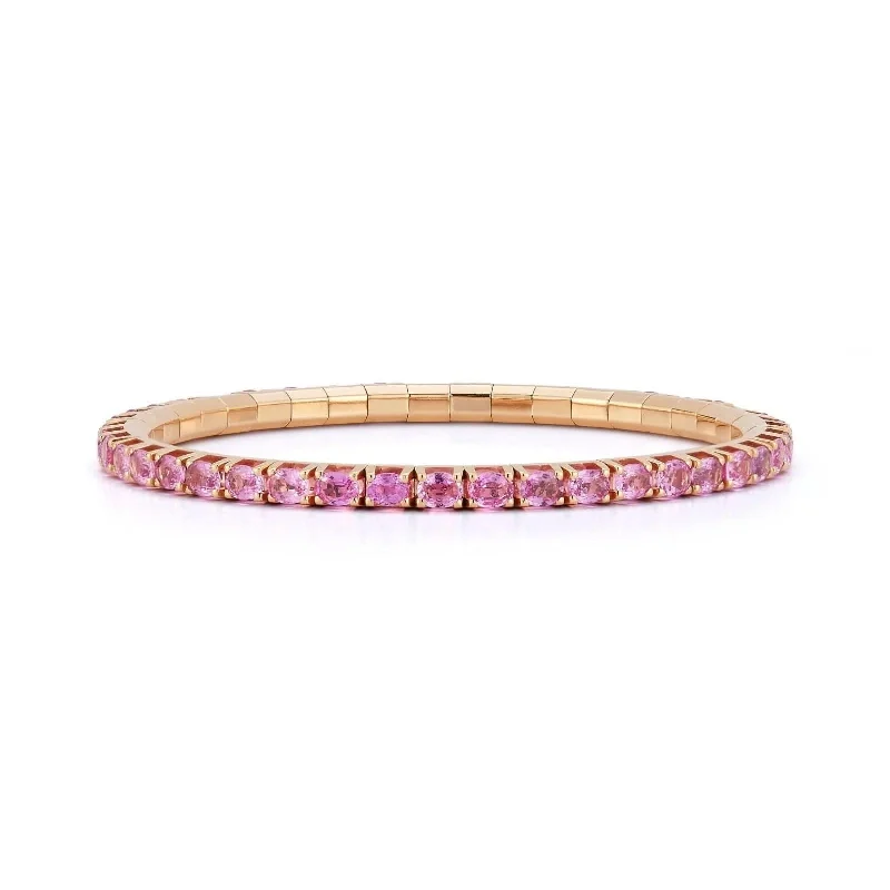 18K Rose Gold Pink Sapphire Stretch Tennis Bracelet