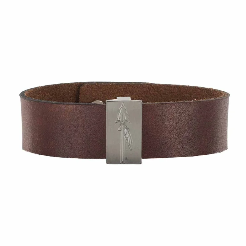 Rustic Cuff Spear Logo Brown Leather Cuff Bracelet