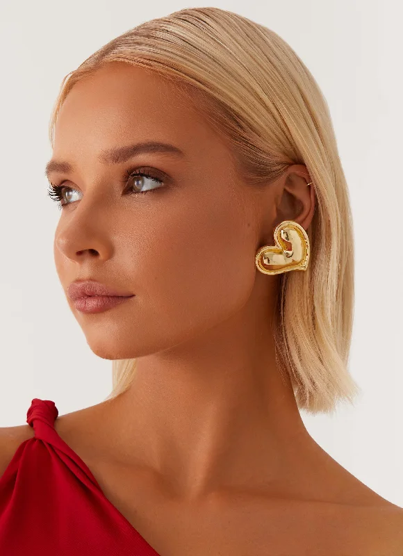 Fliss Heart Earrings - Gold